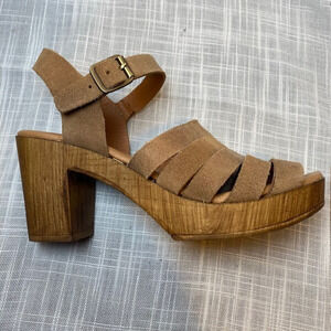 Eric Michael Tan Mission Suede Leather Upper Platform Heels Shoes Womens 6.5 37